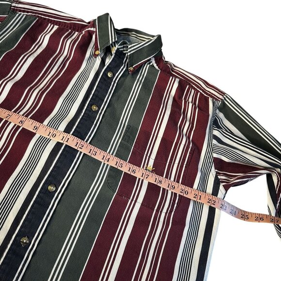 Vintage Ivy Crew 90s Stripe Button Down Shirt XL Preppy Country Western - Picture 8 of 9